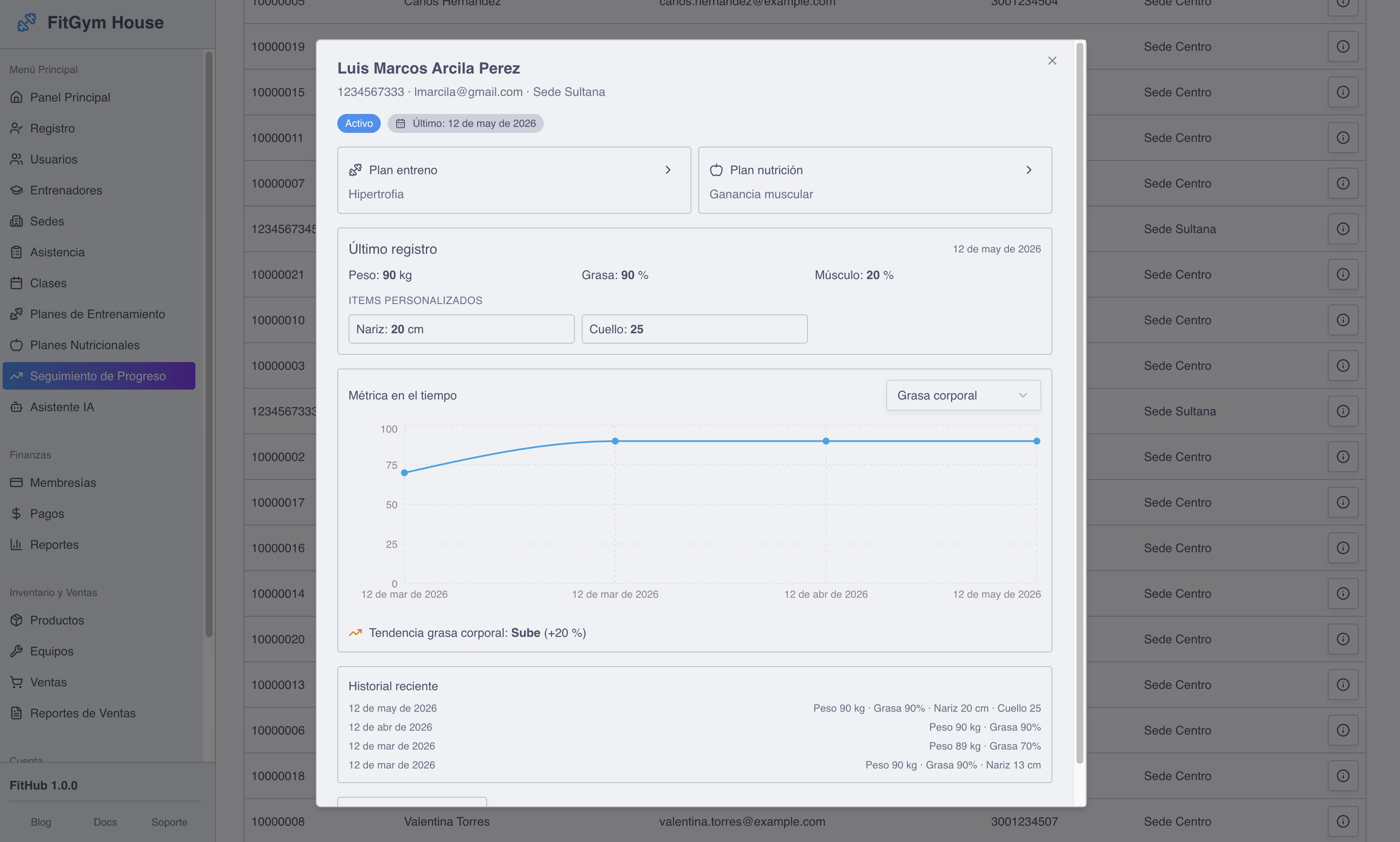 Pantallazo de dashboard 4